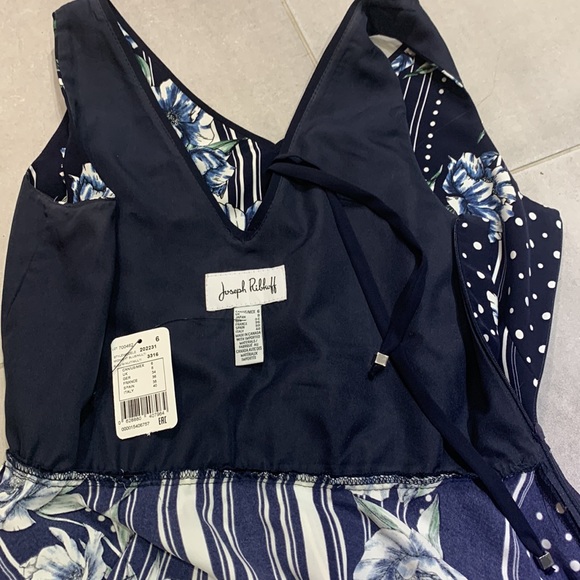 NWT 🌸JR Midnight Blue/Multi Floral Striped Kerchief Hem Midi Dress - Picture 14 of 16